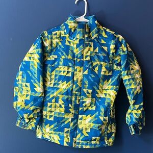 Columbia Blue and Yellow Geometric Winter Jacket
